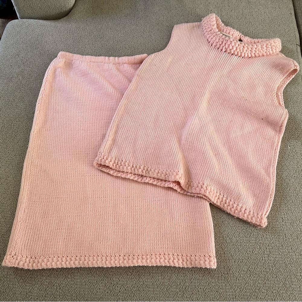 Vintage pink wool skirt and top set from LA circa 1960